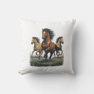 Vintage Wild Horses Running Western Vector Shirt_1 Cushion