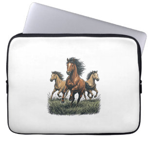 Vintage Wild Horses Running Western Vector Shirt_1 Laptop Sleeve