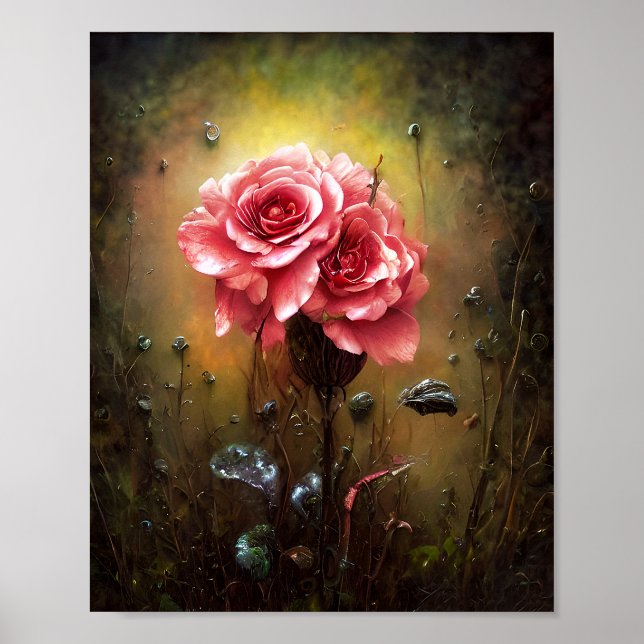 Vintage wild pink roses poster (Front)