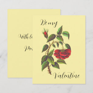 Vintage Wild Red Rose Valentine's Day Card 