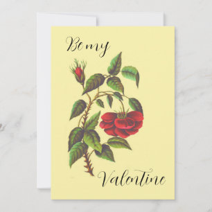 Vintage Wild Red Rose Valentine's Day Card 