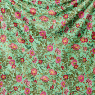 Vintage Wild Rose Fleece Blanket in Aqua Mint
