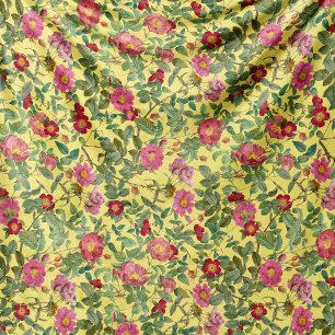 Vintage Wild Rose Fleece Blanket in Buttercream Ye