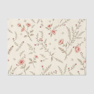 Vintage Wild Roses and Ferns in Soft Beige Tissue Paper