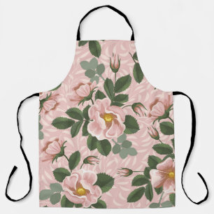 Vintage Wild Roses: Floral Background Apron
