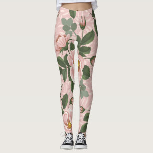 Vintage Wild Roses: Floral Background Leggings