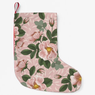 Vintage Wild Roses: Floral Background Small Christmas Stocking