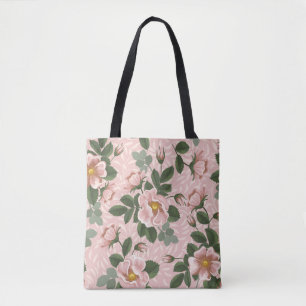 Vintage Wild Roses: Floral Background Tote Bag