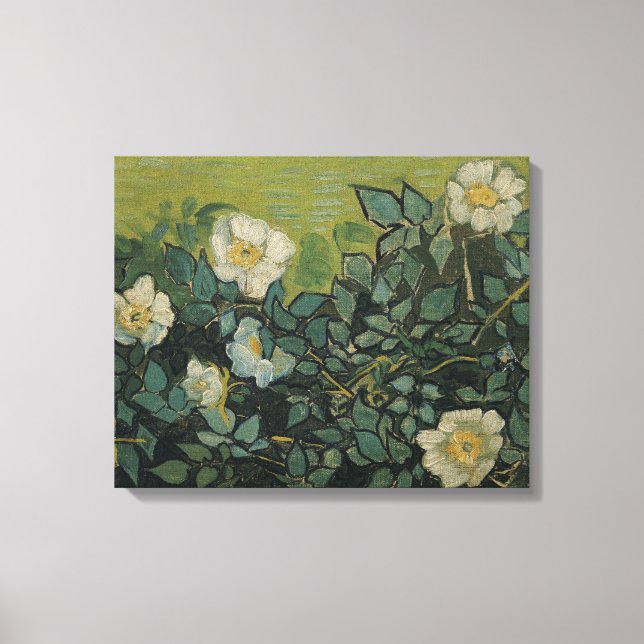 Vintage Wild Roses Van Gogh Canvas Print (Front)