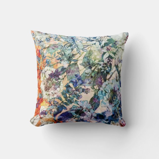 Vintage Wild Spring Botanical Floral Bloom Cushion (Front)