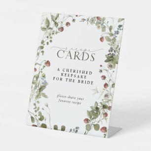 Vintage Wild Strawberry Recipe Cards Bridal Shower Pedestal Sign