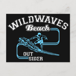 Vintage Wild Waves Beach Outsiders Surf Holiday Postcard