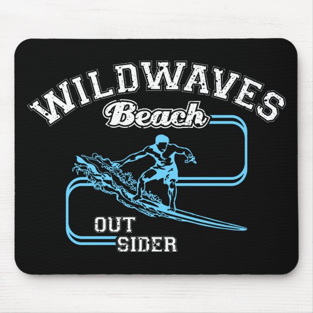 Vintage Wild Waves Beach Outsiders Surf Mouse Mat (Front)