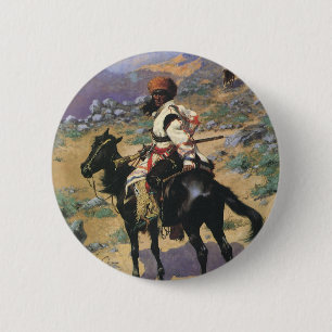 Vintage Wild West, An Indian Trapper by Remington 6 Cm Round Badge