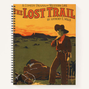 Vintage Wild West Cowboy and Horse Sunset Art Notebook