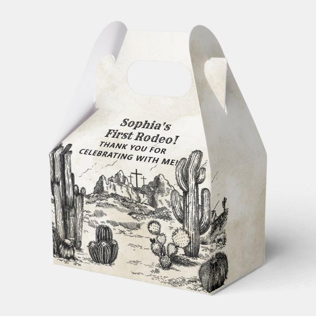 Vintage Wild West Cowboy Birthday Party Favour Box (Front Side)