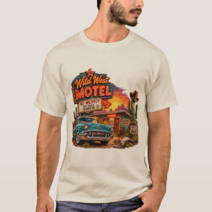 Vintage Wild West Motel Route 66 Classic Car T-Shirt