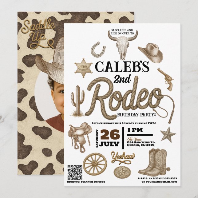 Vintage Wild West Rodeo Western Birthday Party Invitation (Front/Back)