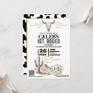 Vintage Wild West Western 1st Rodeo Birthday Party Invitation