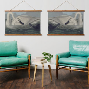 Vintage Wild White Trumpeter Swan Hanging Tapestry
