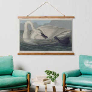 Vintage Wild White Trumpeter Swan Hanging Tapestry