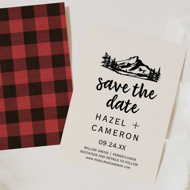 Vintage Wilderness | Plaid Save the Date Card (Creator Uploaded)