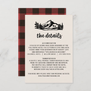 Vintage Wilderness Plaid Wedding Details Card