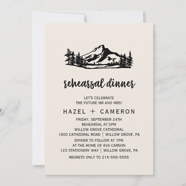 Vintage Wilderness Rehearsal Dinner Invitation (Front)
