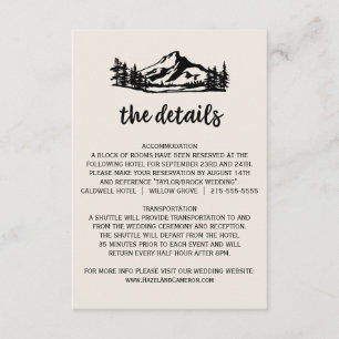 Vintage Wilderness Wedding Details Card
