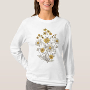 Vintage Wildflower and Daisy Floral T-Shirt Retro