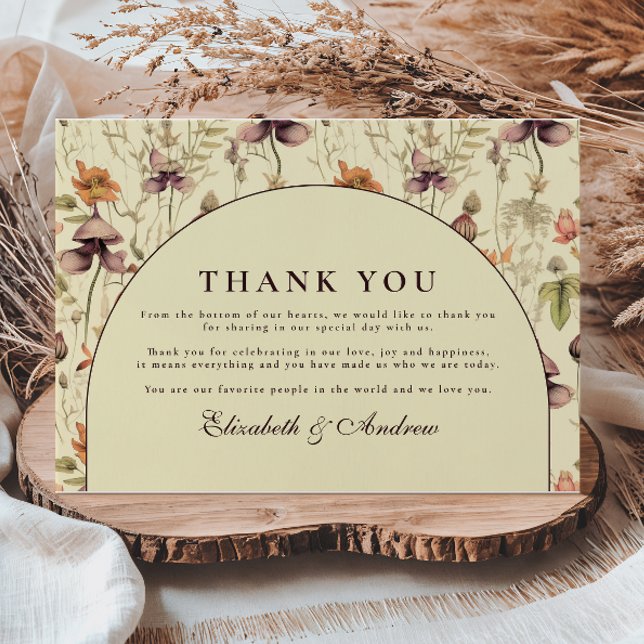 Vintage Wildflower Arch Elegant Wedding Thank You Card (Creator Uploaded)