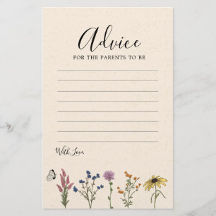 Vintage Wildflower Baby Shower Advice Card