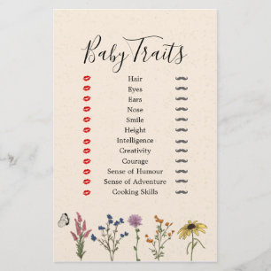Vintage Wildflower Baby Shower Baby Traits