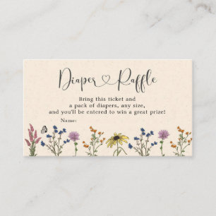 Vintage Wildflower Baby Shower Diaper Raffle Enclosure Card