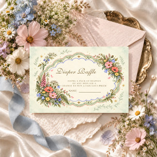Vintage Wildflower Baby Shower Diaper Raffle Enclosure Card