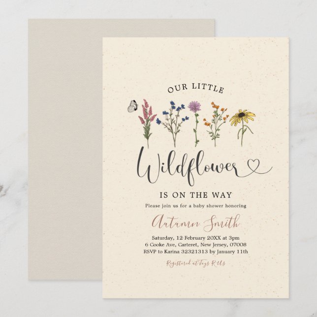 Vintage Wildflower Baby Shower Invitation (Front/Back)