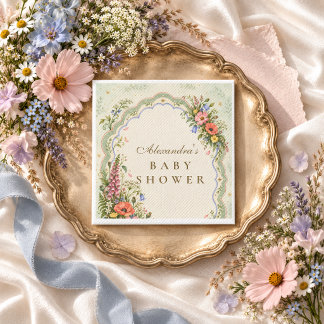 Vintage Wildflower Baby Shower Napkin