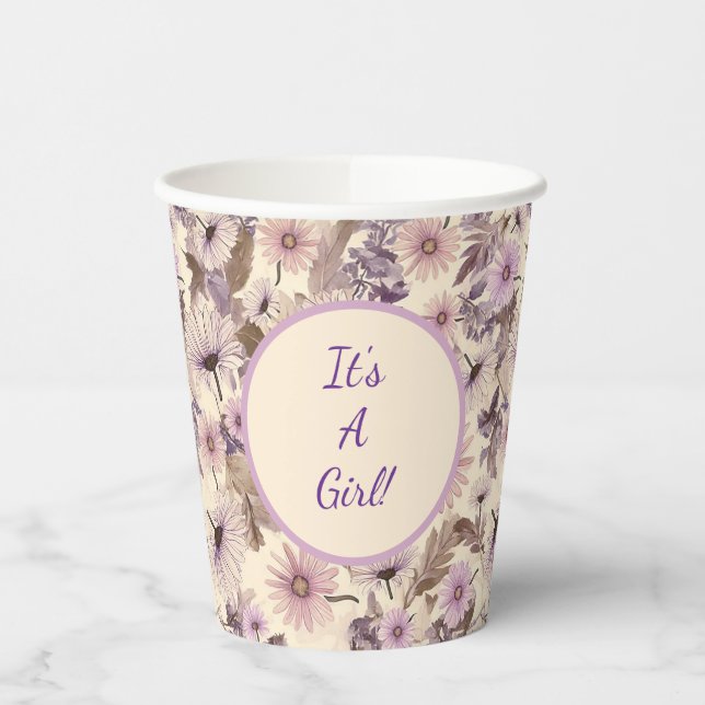 Vintage Wildflower Baby Shower Paper Cups (Left)