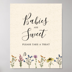 Vintage Wildflower Baby Shower Please Take a Treat Poster