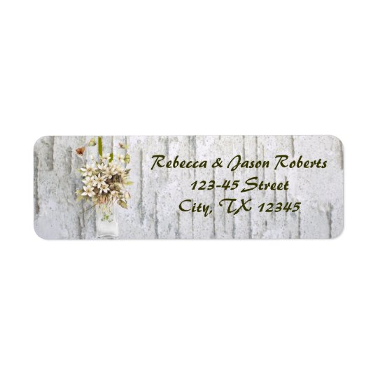vintage wildflower birch trees country wedding return address label