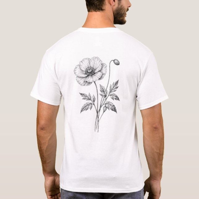 Vintage Wildflower Botanical Illustration T Shirt (Back)