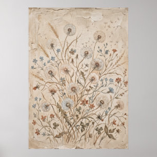 Vintage Wildflower Botanical Poster