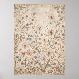 Vintage Wildflower Botanical Print Poster