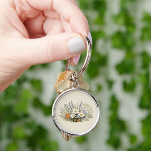 Vintage Wildflower Bouquet Art Print Botanical F Key Ring