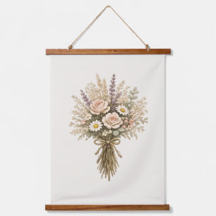 Vintage Wildflower Bouquet Hanging Tapestry