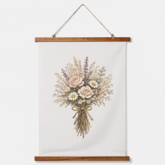 Vintage Wildflower Bouquet Hanging Tapestry