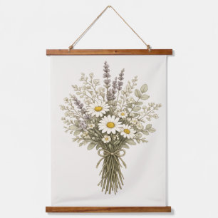 Vintage Wildflower Bouquet Hanging Tapestry