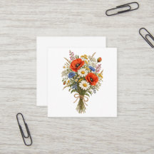 Vintage Wildflower Bouquet with Red Poppies