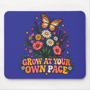 Vintage Wildflower Butterfly Grow At Your Own Pace Mouse Mat