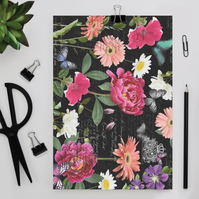 Vintage Wildflower Butterfly Handwriting Decoupage Tissue Paper (Creator Uploaded)